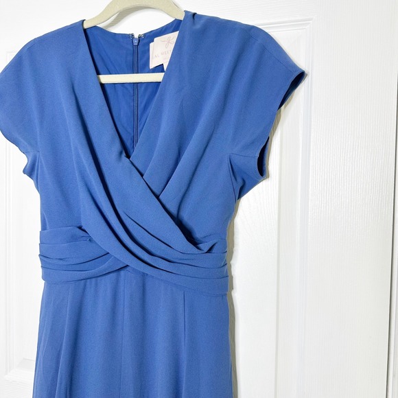 Gal Meets Glam Seraphina Crisscross Bodice Midi Dress Paris Blue Size 4 - Picture 4 of 6